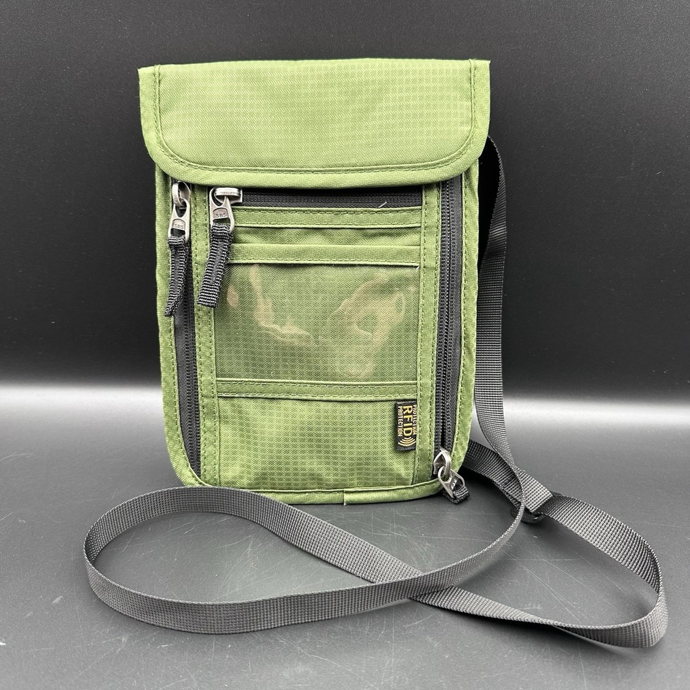 Passport Holder SBS Neck Strap Wallet Pouch Phone Pouch RFID Water Proof Green
